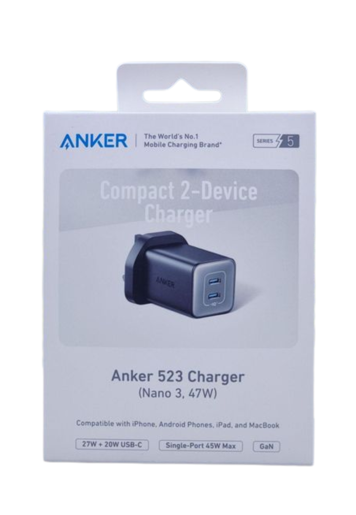ANKER 523 2 DEVICE CHARGER NANO-3/47W-BLACK