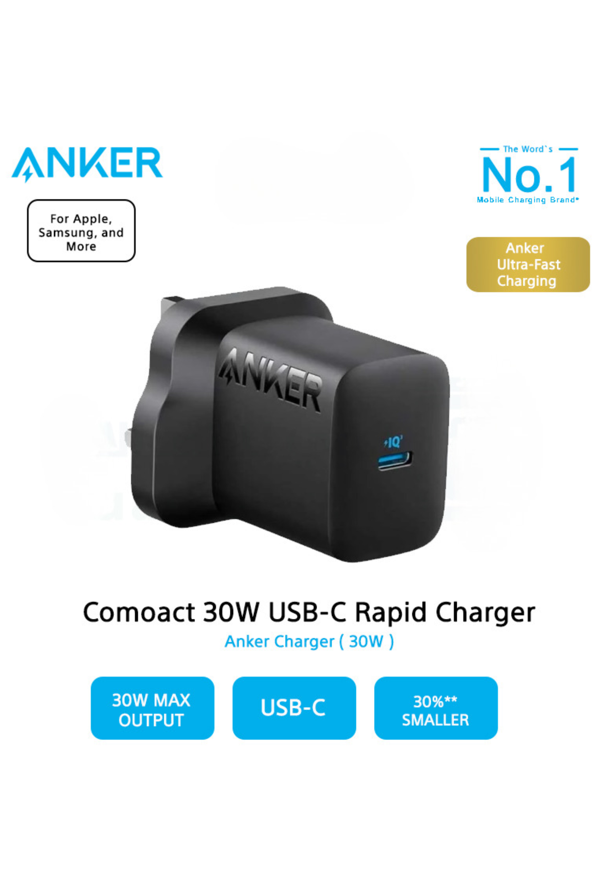 ANKER COMPACT 30W USB-C RAPID CHARGER