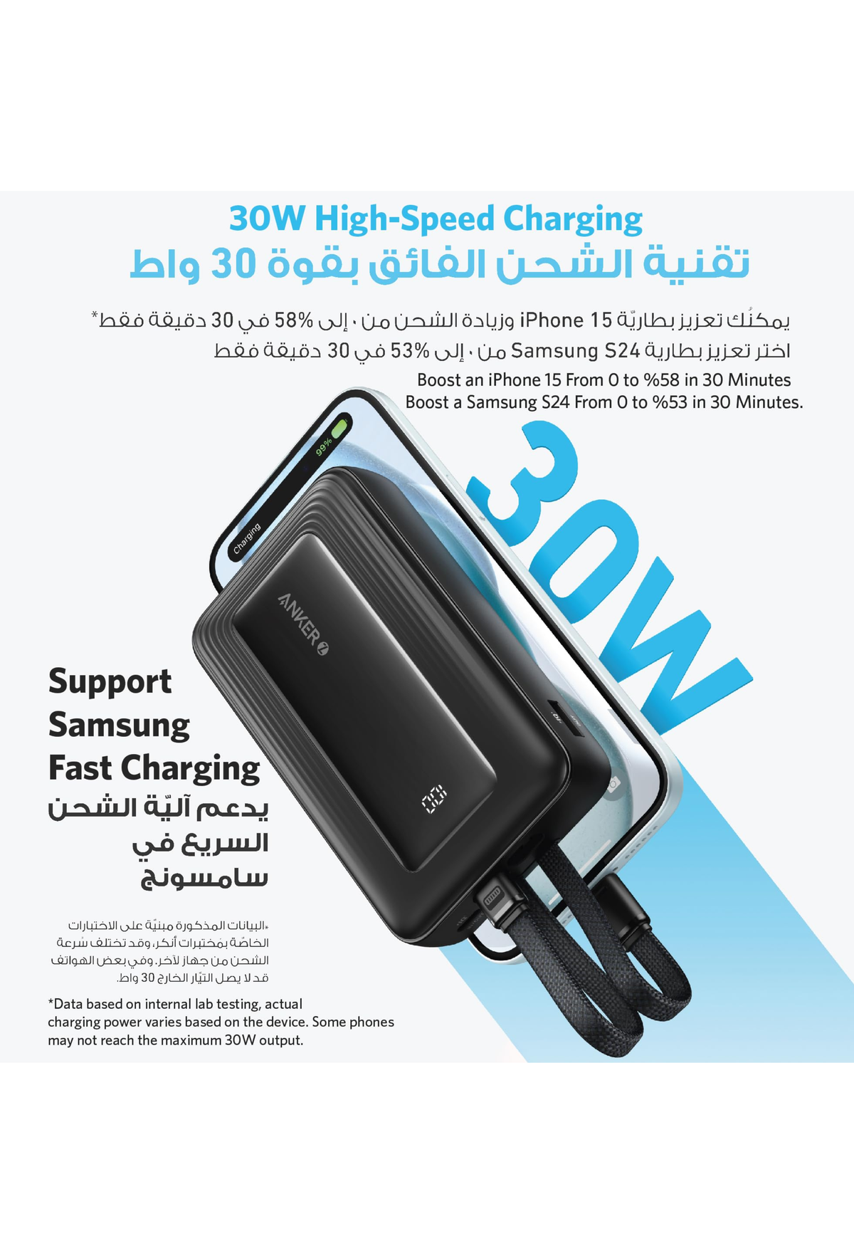 ANKER ZOLO POWERCORE 10000 MAH POWERBANK 30W USB C-CABLE BLACK