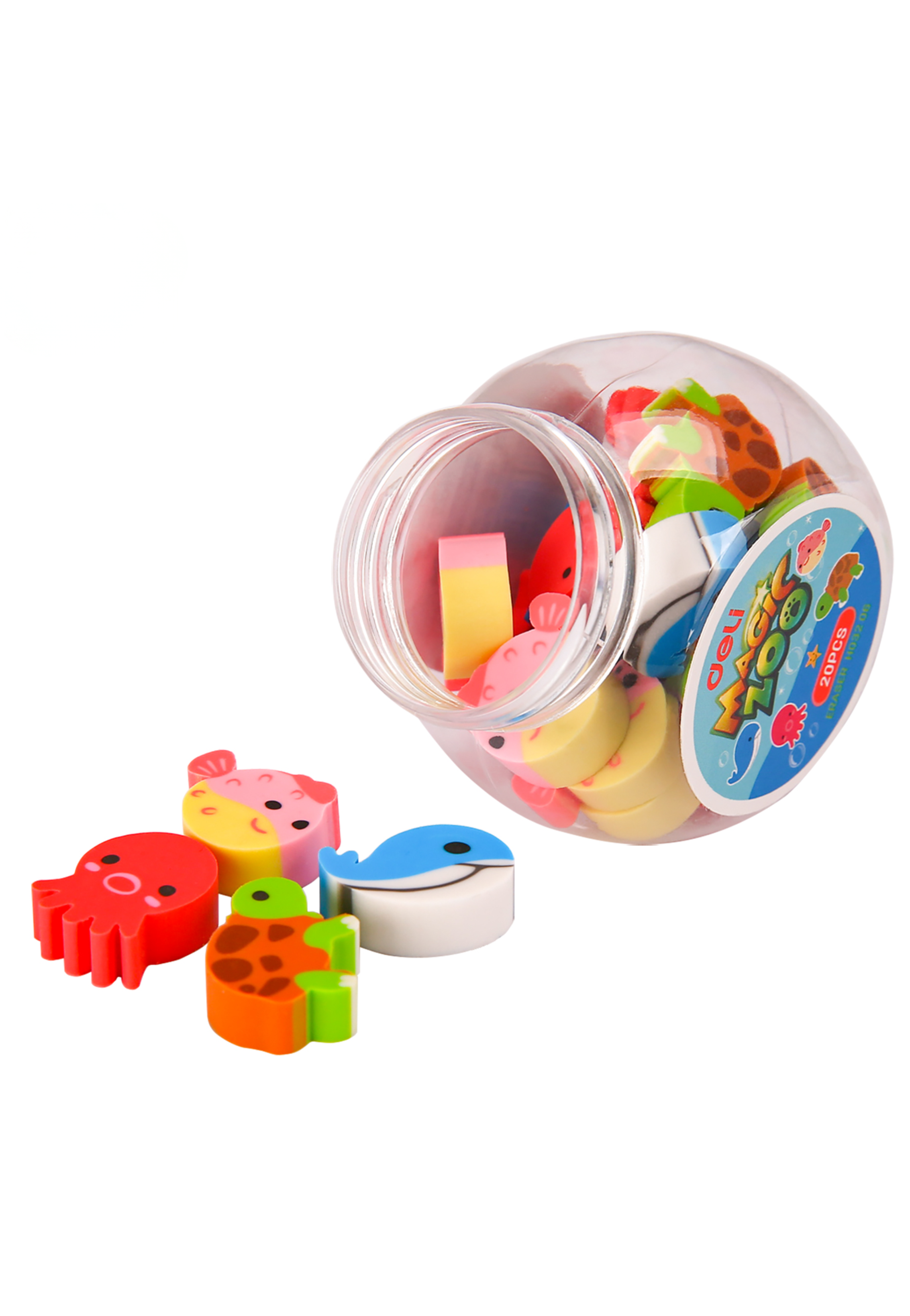 DELI MAGIC ZOO FANCY ERASER 20PCS/JAR