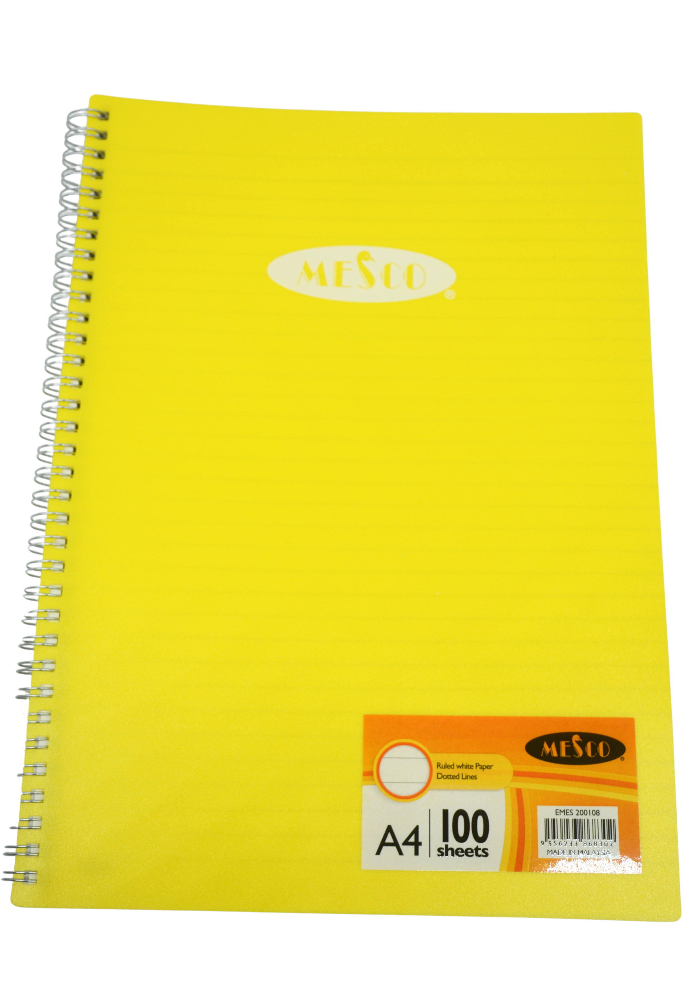 MESCO PP COVER SPIRAL NOTEBOOK 100SHT A4-ASSTD