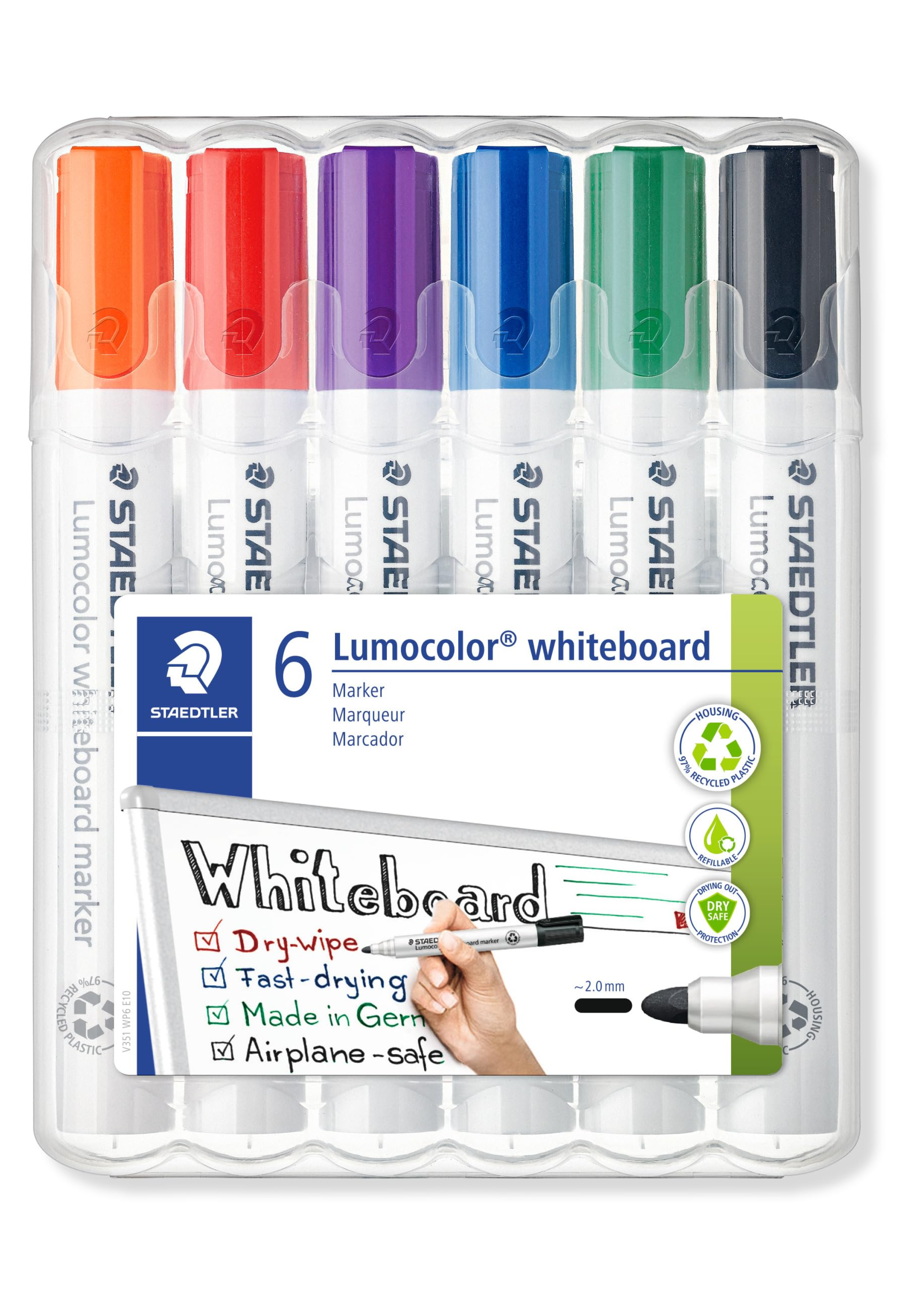 STAEDTLER LUMOCOLOR WHITE BOARD MARKER 6PCS PACK