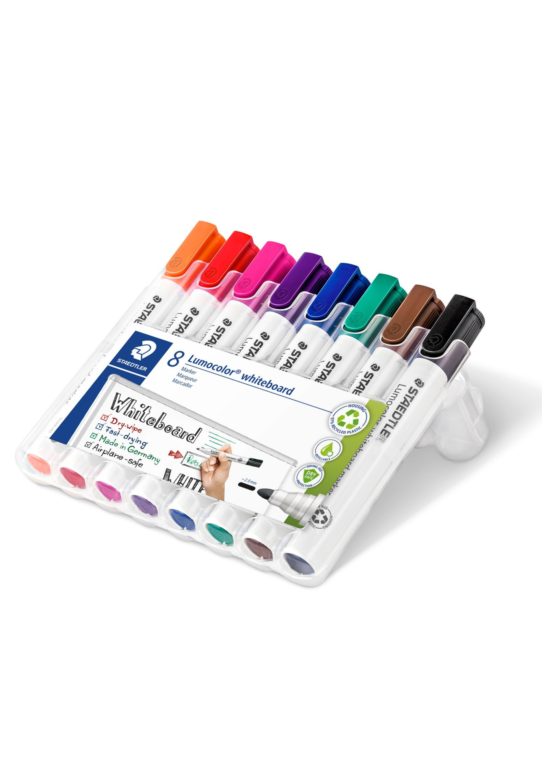 STAEDTLER LUMOCOLOR WHITE BOARD MARKER 8PCS PACK