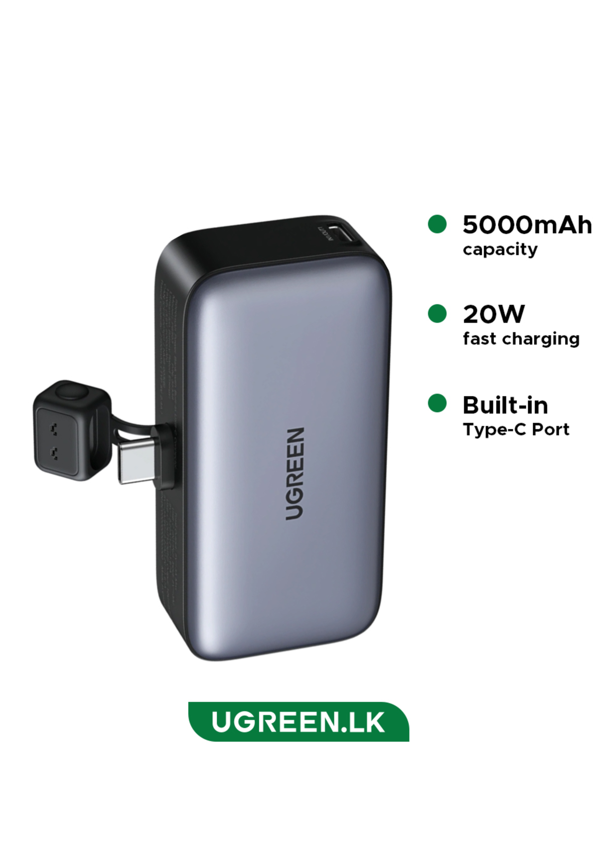 UGREEN POWERBANK 5000MAH PD 20W W/USB-C GRAY