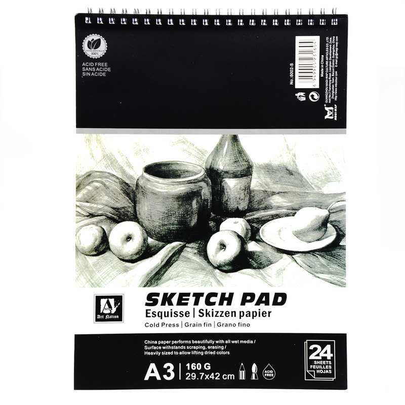 ART NATION SPIRAL SKETCH PAD A3 24SH 160G