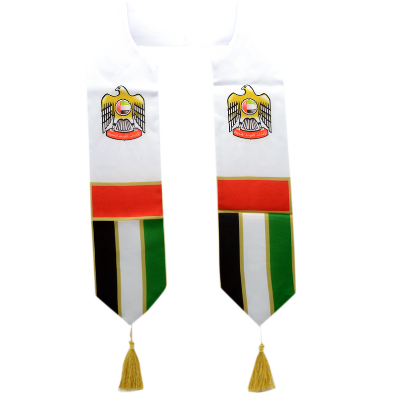 KIDS COLLOR SCARF FALCON & UAE FLAG PRINT W/ GOLD TASSEL