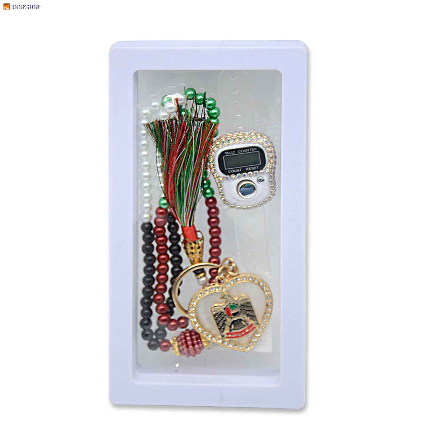 ISLAMIC PRAYER TASBIH + HEART SHAPE W/FALCON KEYCHAIN GIFT SET