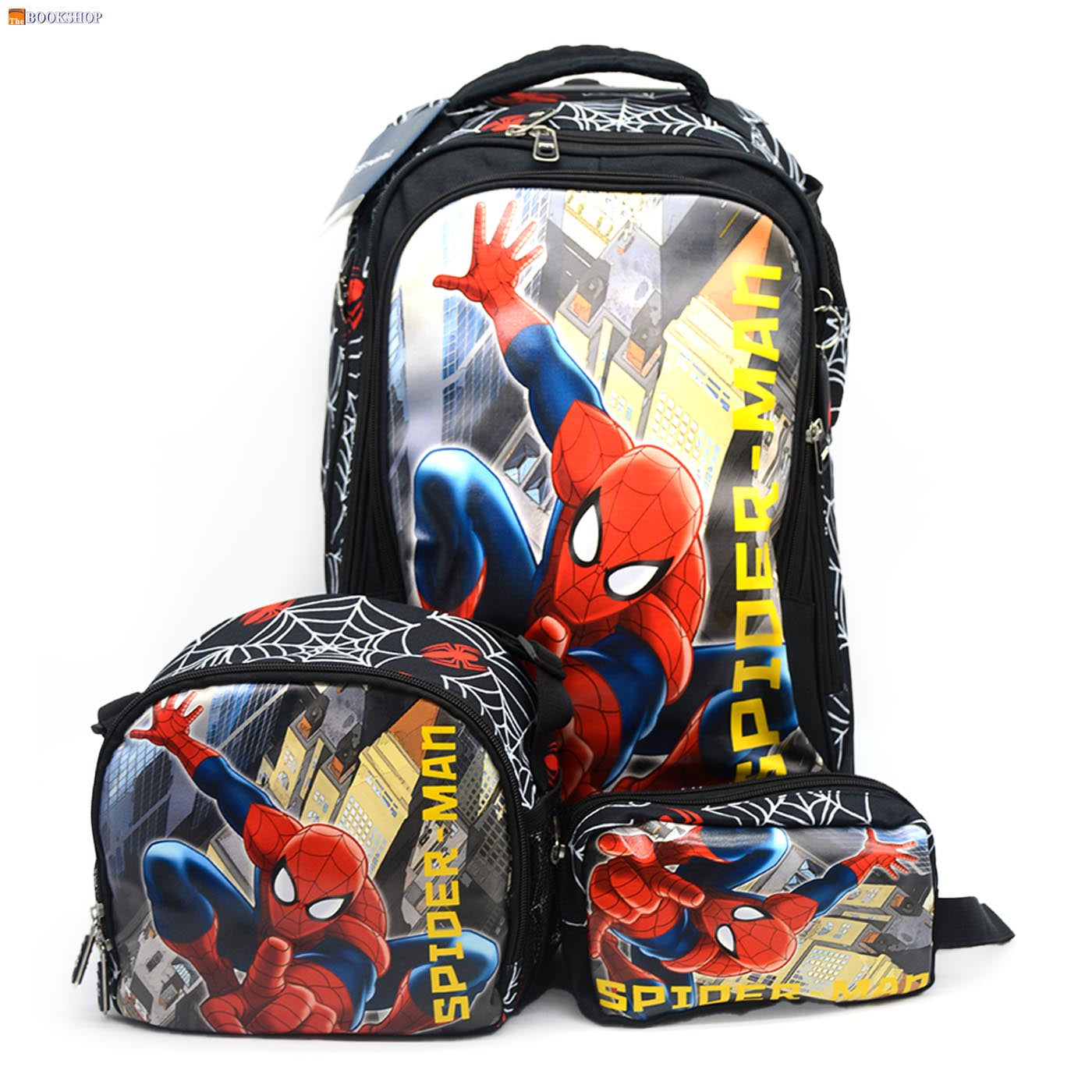 GENIAL BIG WHEEL TROLLEY BAG 19" W/3COMP+LUNCH BAG+PENCIL CASE-SPIDERMAN