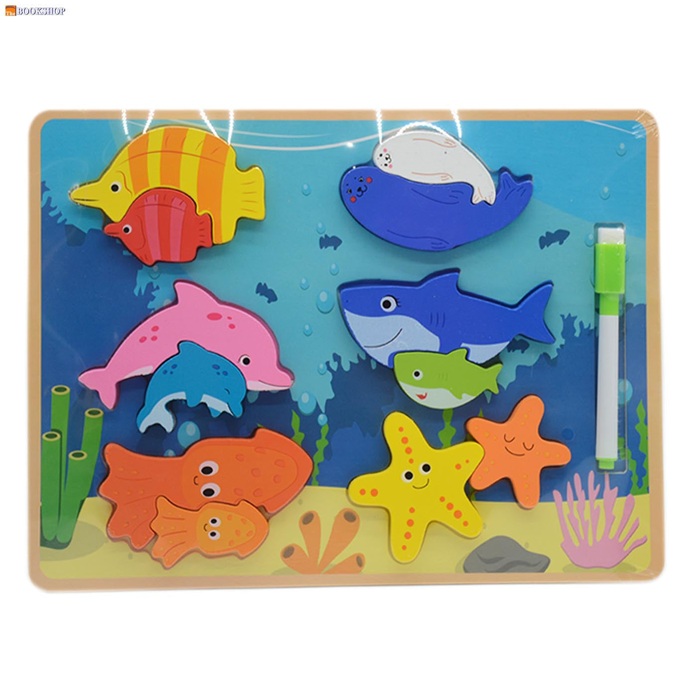 WOODEN PUZZLES SEA ANIMALS W/THEIR BABIES 22X30CM