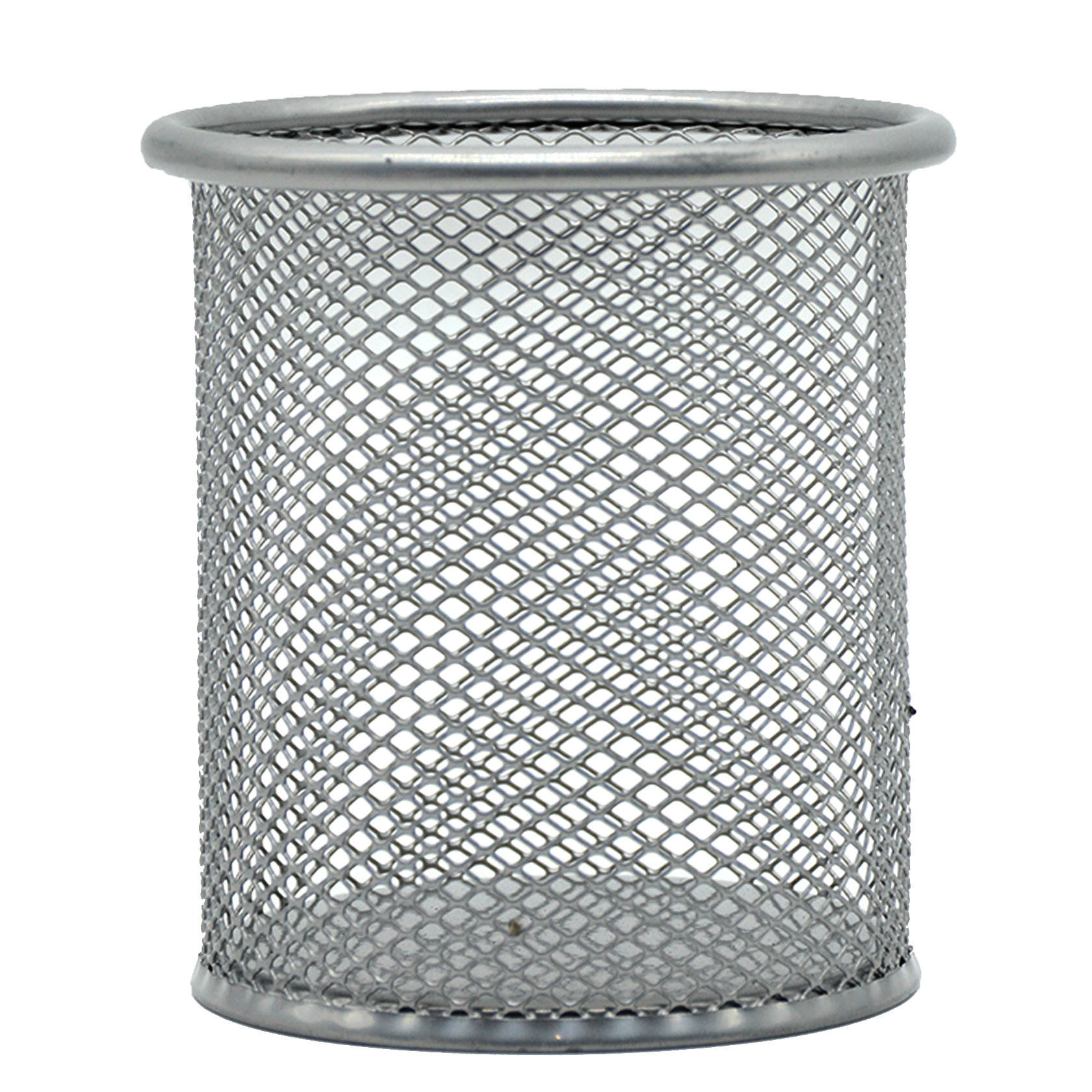 STYLEX/METAL MESH ROUND PEN HOLDER-SILVER