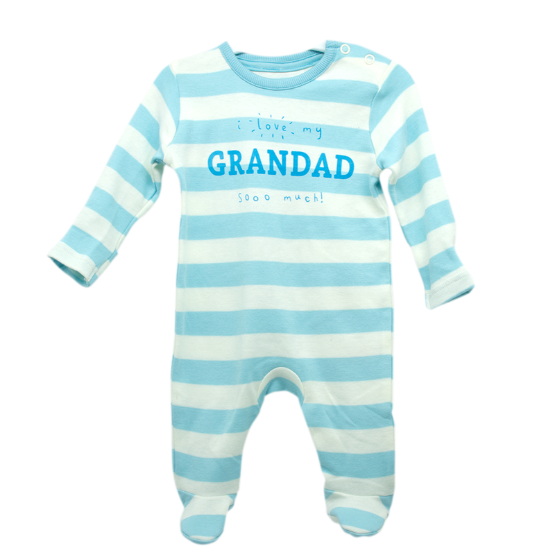 GEORGE BABY BLUE STRIPE I LOVE MY GRANDAD SLEEPSUIT