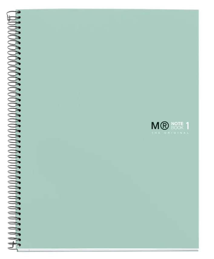 MIQUELRIUS MR-1 HARD COVER SPIRAL A4 90G 80SHT 5MM SQR NOTEBOOK-AQUA GREEN