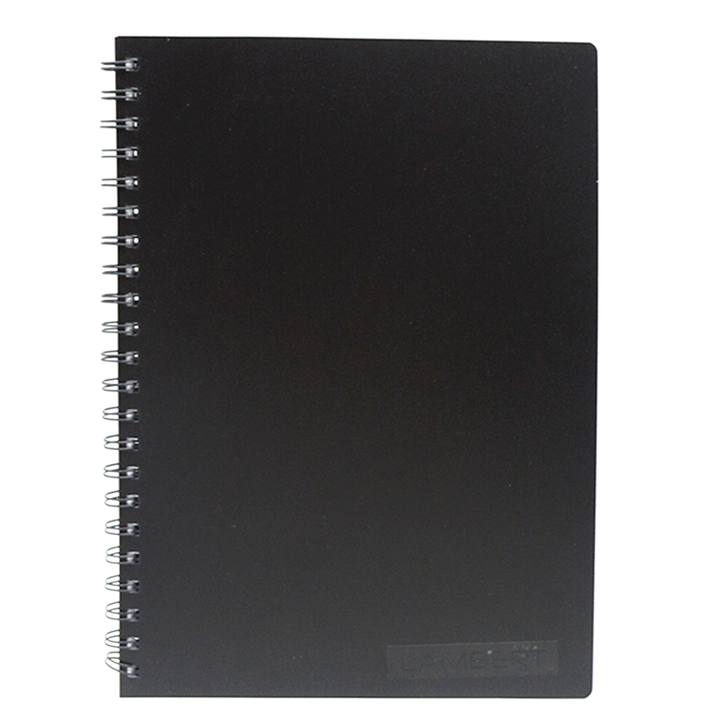 LAMBERT PP COVER SPIRAL 1LINE NOTE BOOK A4 100SH BLACK