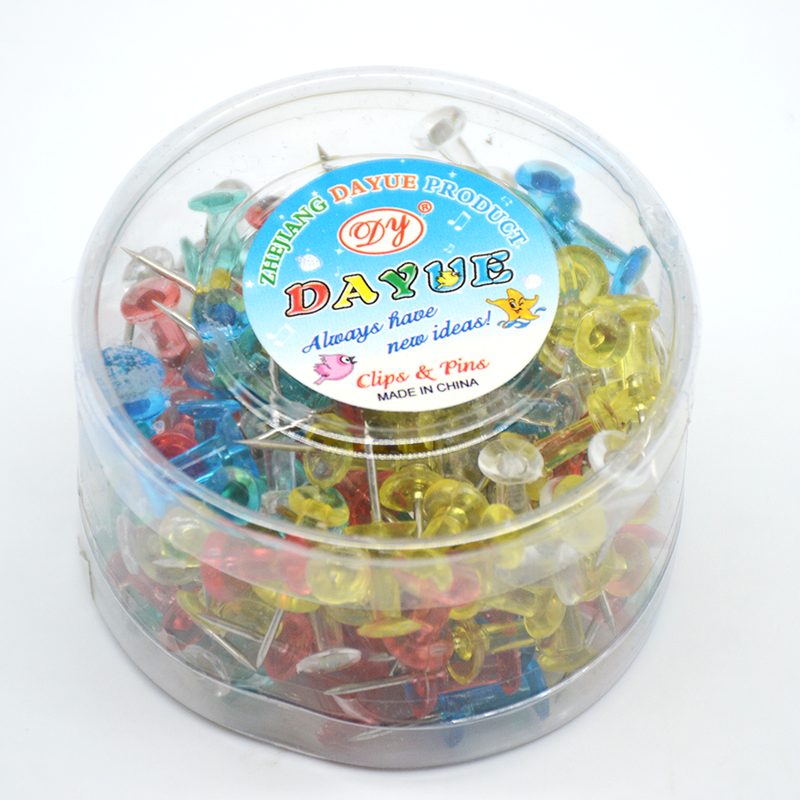 DY TRANS.COLOR PUSH PIN BIG 48PCS IN PVC BOX