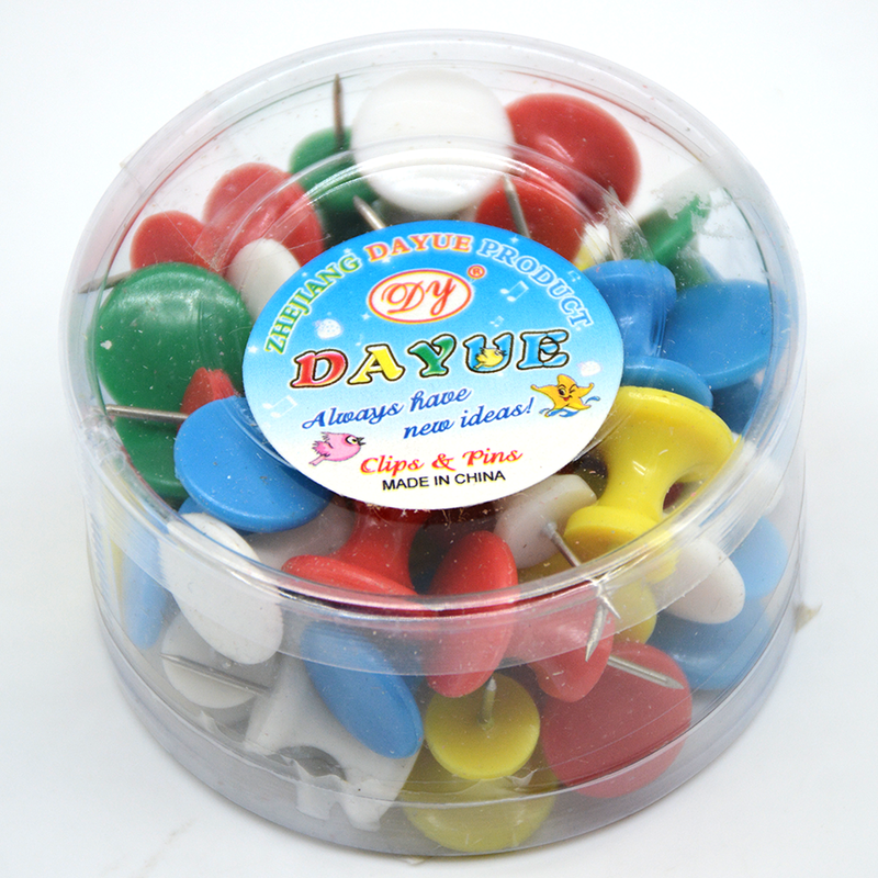 DY COLOUR PUSH PIN BIG 48PCS IN PVC BOX