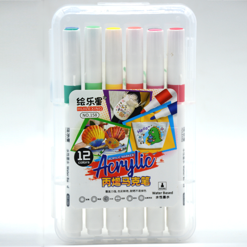 HUILEXING WATER BASED ACRYLIC MARKER 12PCS/BOX