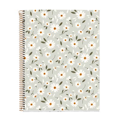 MIQUELRIUS MR-4 HARD COVER SPIRAL A4 70G 120SHT 1LINE NOTEBOOK-GREEN SP.FLOWERS