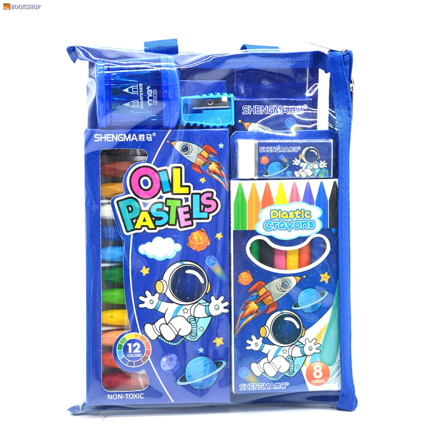 SHENGMA 7 IN1 STATIONERY SET IN ZIPPER BAG ASSTD