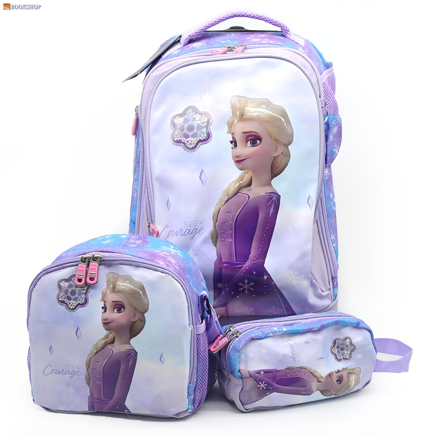 GENIAL BIG WHEEL TROLLEY BAG 19" W/3COMP+LUNCH BAG+PENCIL CASE-DISNEY FROZEN
