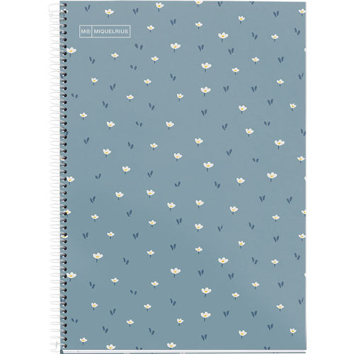 MIQUELRIUS MR HARD COVER SPIRAL 90G 80SHT 4MM SQUARE NOTEBOOK A4-FLOWER BLUE