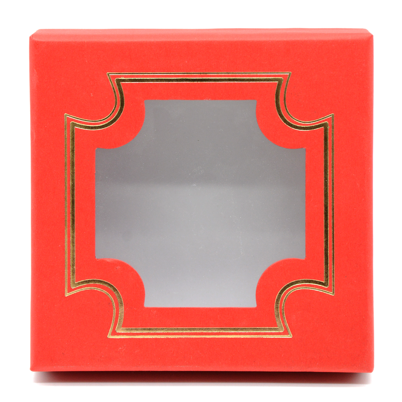 CHOCOLATE BOX 12X12X4CM (9 SECTION) GOLDEN PARTITION W/RED COVER 0813191