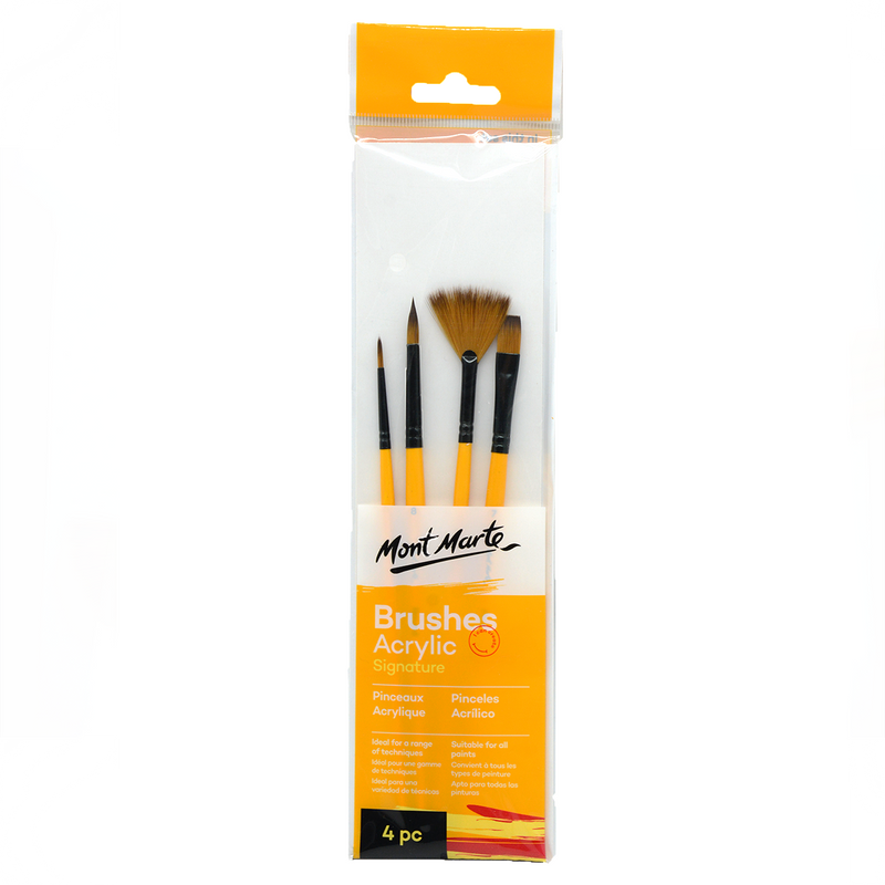 MONT MARTE SIGNATURE ACRYLIC BRUSHES 4PCS/PKT BMHS0010