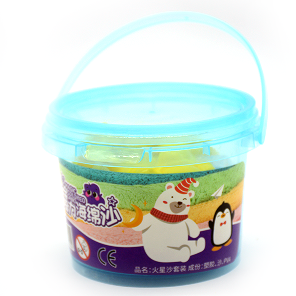 XINBEI MAGIC COLORED SAND W/MOULDS ACC. IN ROUND BUCKET 88442