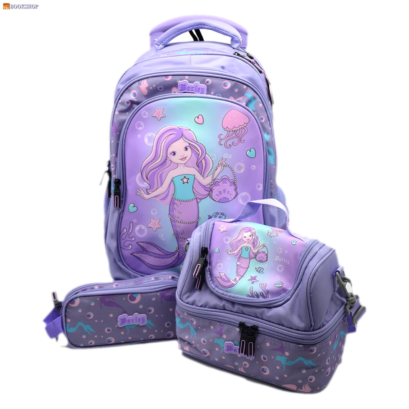 BARLEY TROLLEY BAG 18" 3COMP W/PENCIL CASE&LUNCH BAG- MERMAID DESIGN