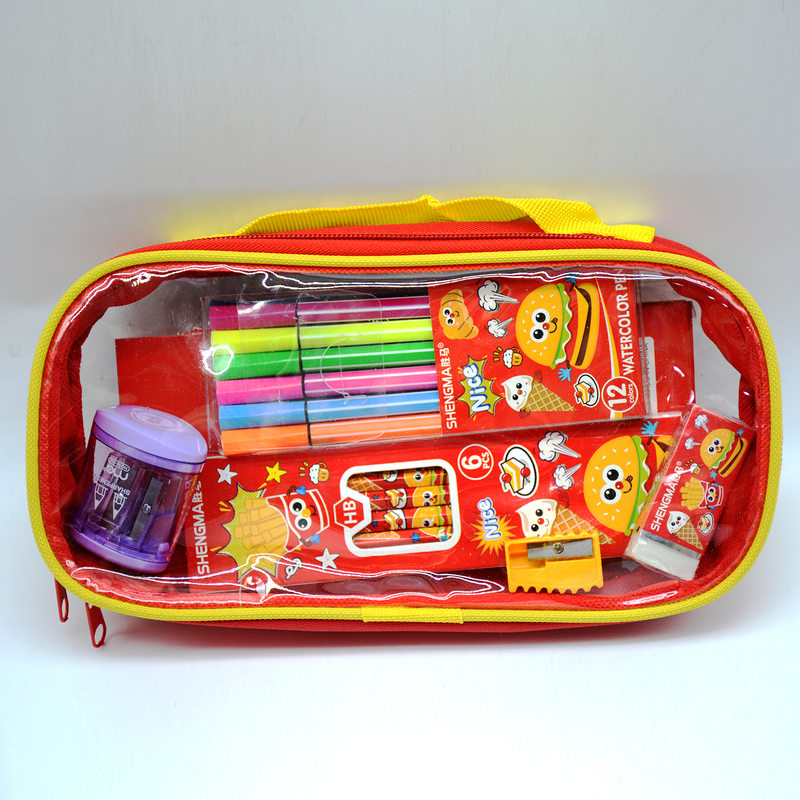 SHENGMA 6 IN1 STATIONERY SET IN ZIPPER BAG ASSTD