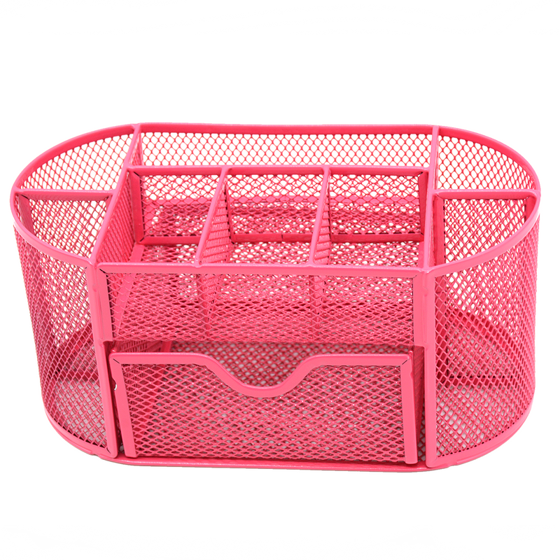 METAL MESH OVAL SHAPE ORGANISER-FUSHCIA