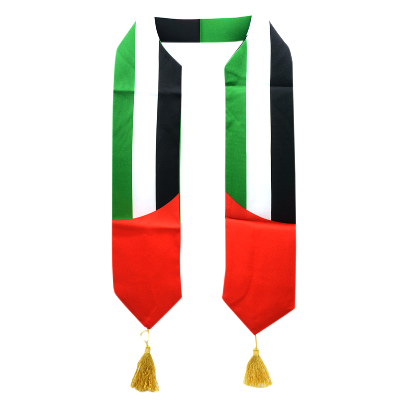 KIDS COLLAR SCARF UAE FLAG W/ GOLD TASSEL