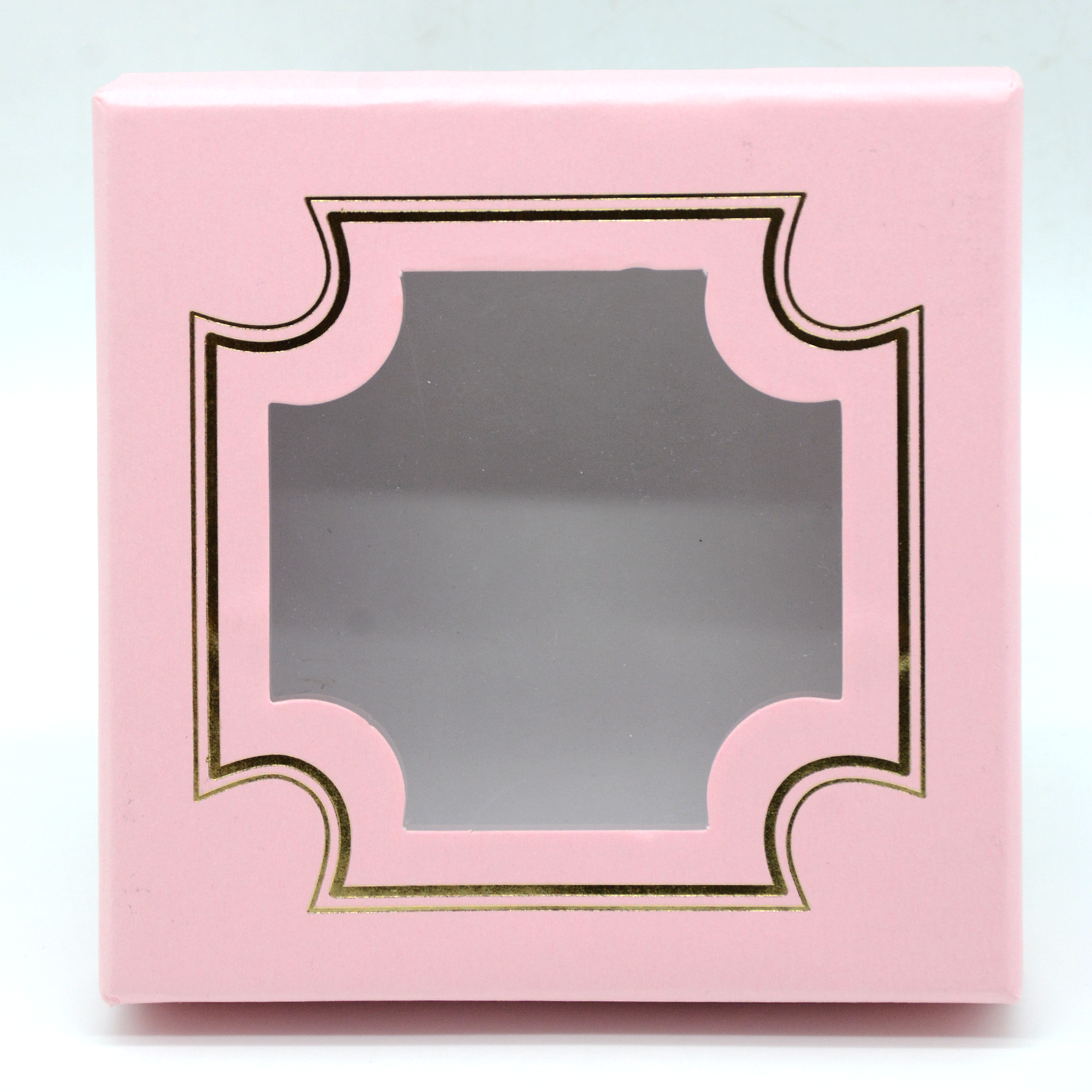 CHOCOLATE BOX 12X12X4CM (9 SECTION) GOLDEN PARTITION W/PINK COVER 0813191
