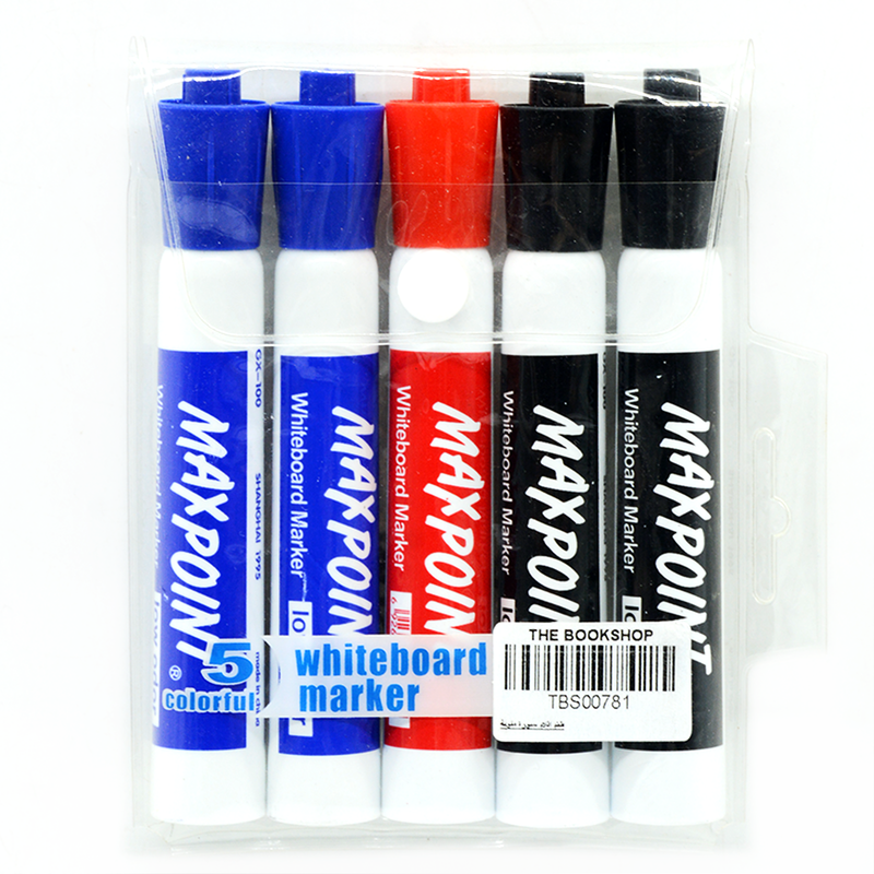 MAXPOINT 5PCS WHITE BOARD MARKER(2BK&BL+1RD)