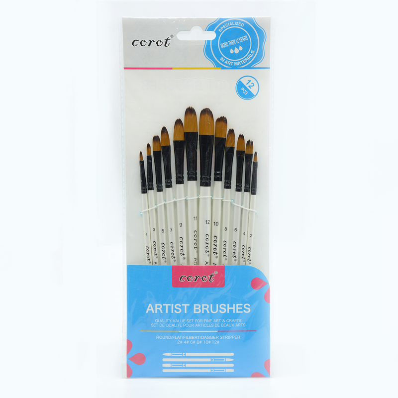 BIANYO COROT ARTIST BRUSH 12PCS FILBERT