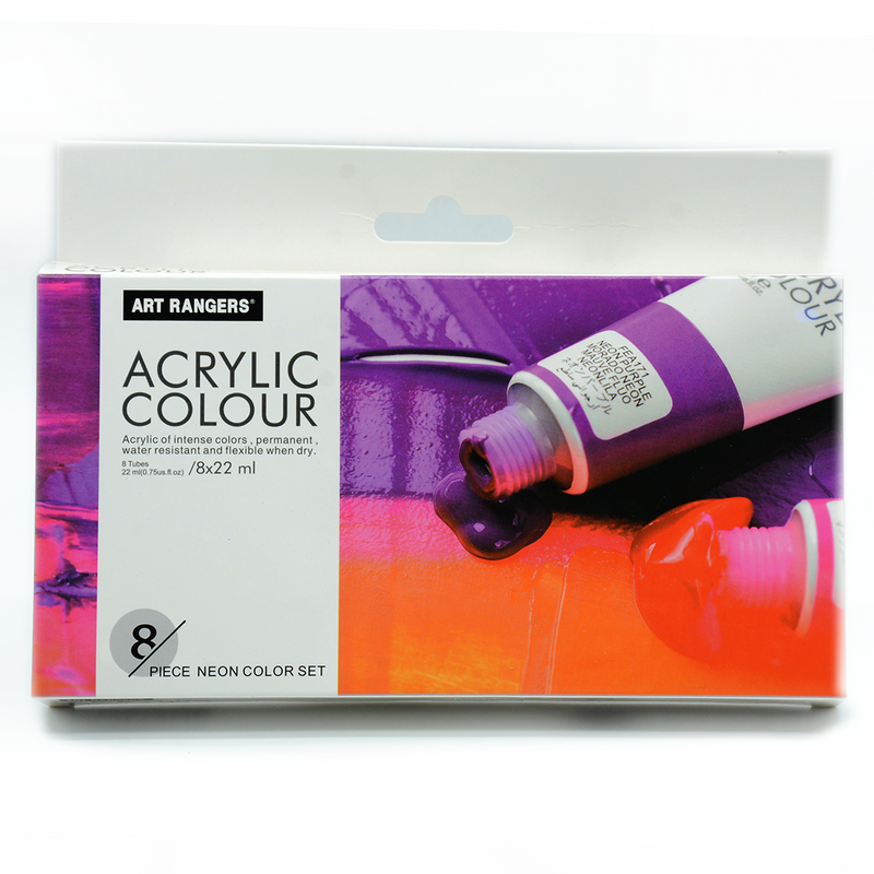 ART RANGER ACRYLIC COLOUR 8X22ML NEON COLOR