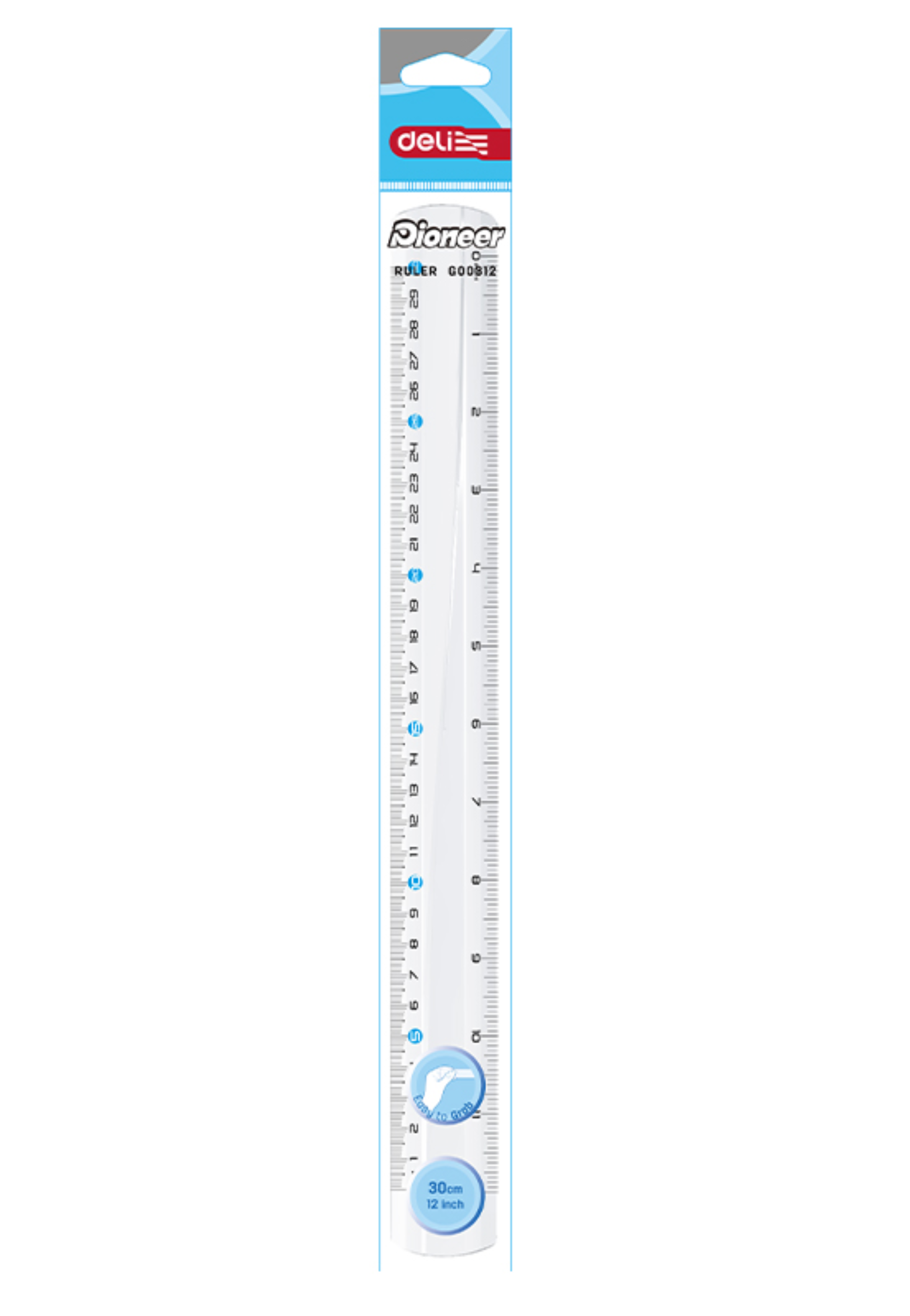 مسطرة بلاستيكية شفافة PS RULER EASY GRAB 30CM TRANSPARENT