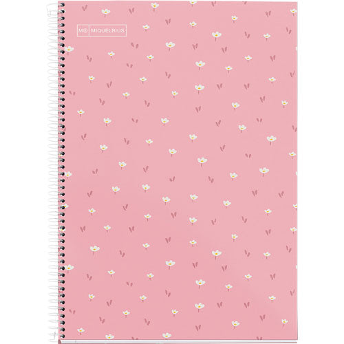 MIQUELRIUS MR HARD COVER SPIRAL 90G 80SHT 4MM SQUARE NOTEBOOK A4-FLOWER PINK