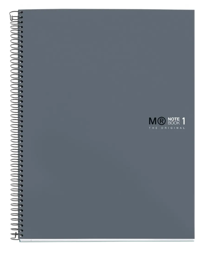 MIQUELRIUS MR-1 HARD COVER SPIRAL A4 90G 80SHT 5MM SQR NOTEBOOK-GRAPHITE