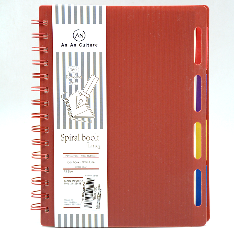 PLAIN COVER PP SPIRAL 4-SUBJECT 1LINE NOTEBOOK A5 21125-18