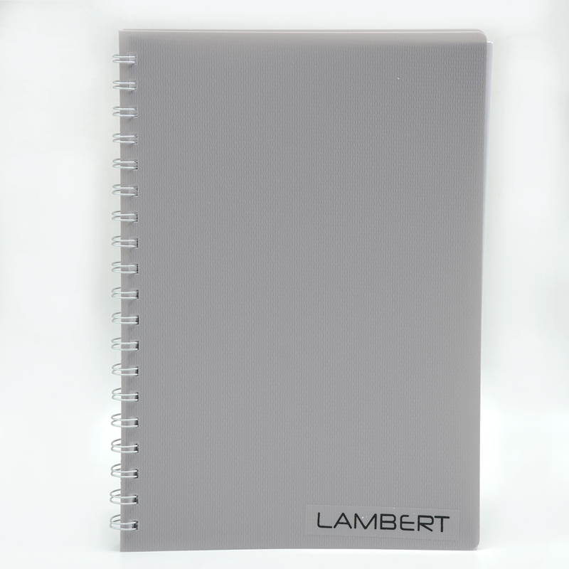 LAMBERT PP COVER SPIRAL 1LINE NOTE BOOK A4 100SH-GREY