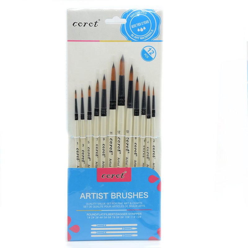 BIANYO COROT ARTIST BRUSH 12PCS ROUND