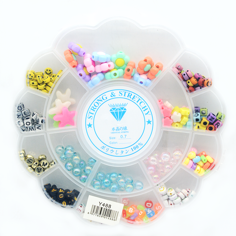 DIY BEADS SET IN ROUND PLASTIC BOX Y488