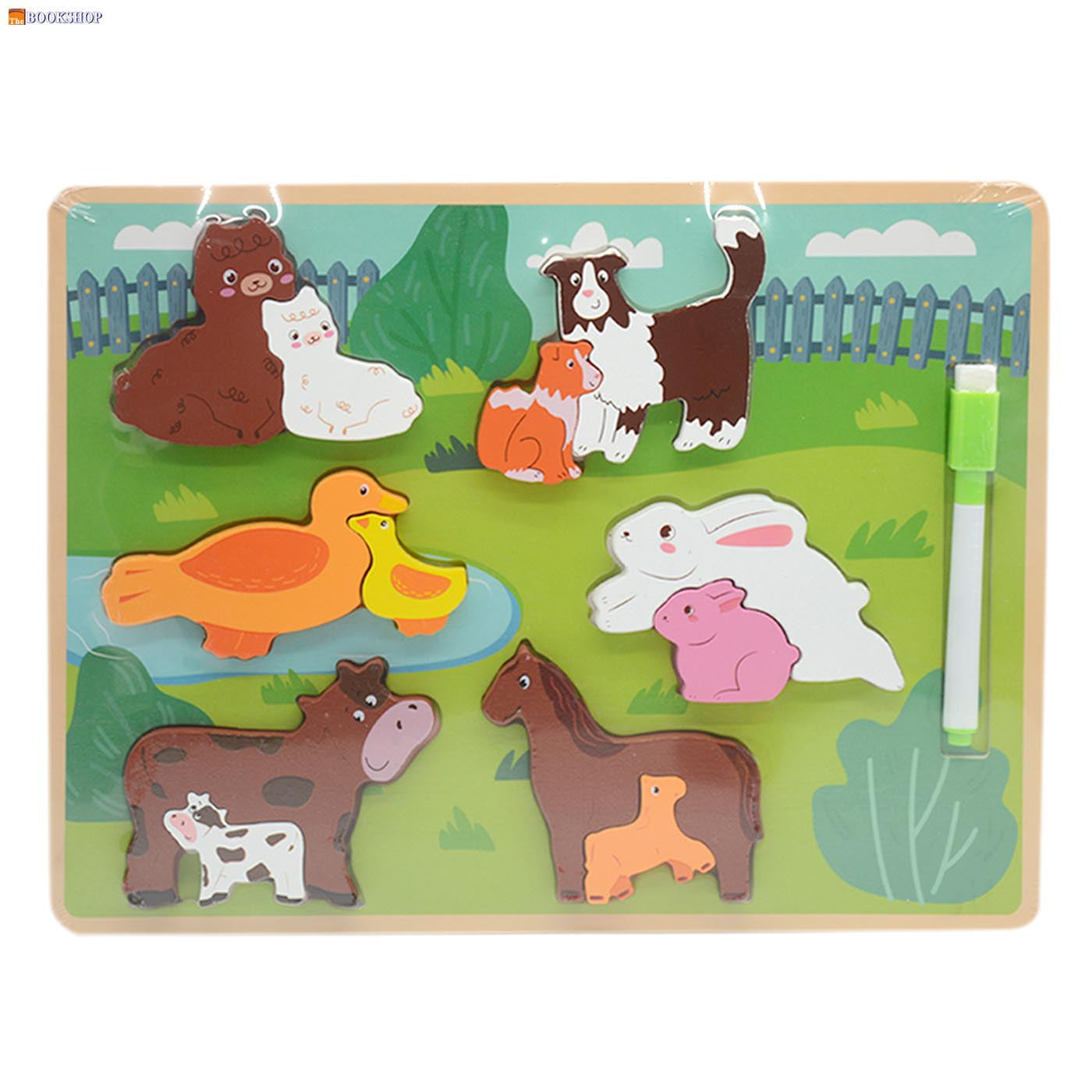 WOODEN PUZZLES FARM ANIMAL W/THEIR BABIES 22X30CM