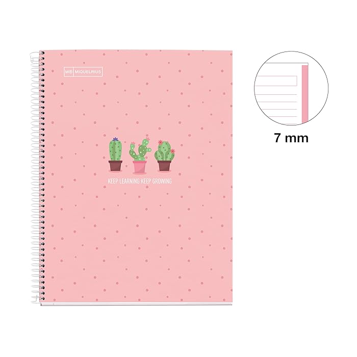 MIQUELRIUS MR HARD COVER SPIRAL A4 90G 80SHT 1LINE NOTEBOOK-CACTUS PINK