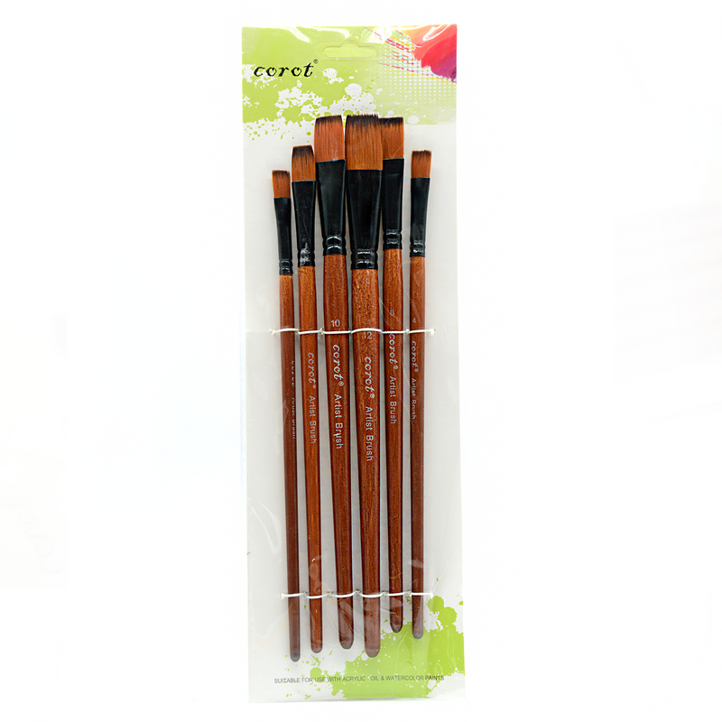 BIANYO COROT ARTIST BRUSH FLAT 6PCS PACK KLNLHB0032