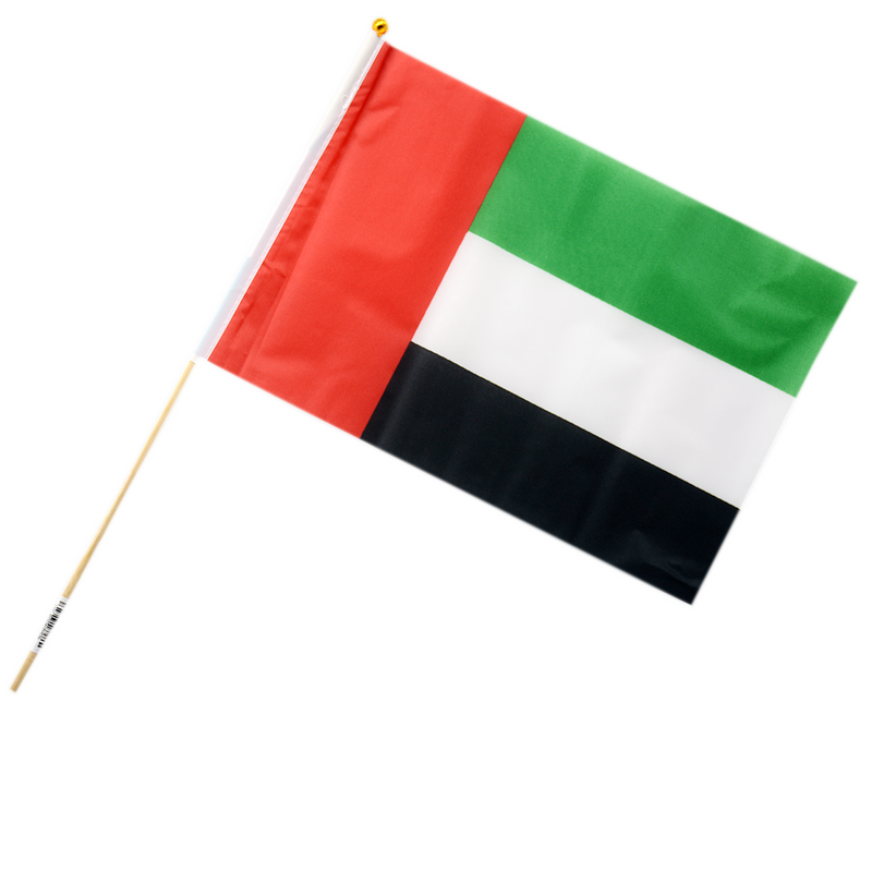 UAE FLAG FABRIC W/WOODEN STICK 20X30CM-MEDIUM