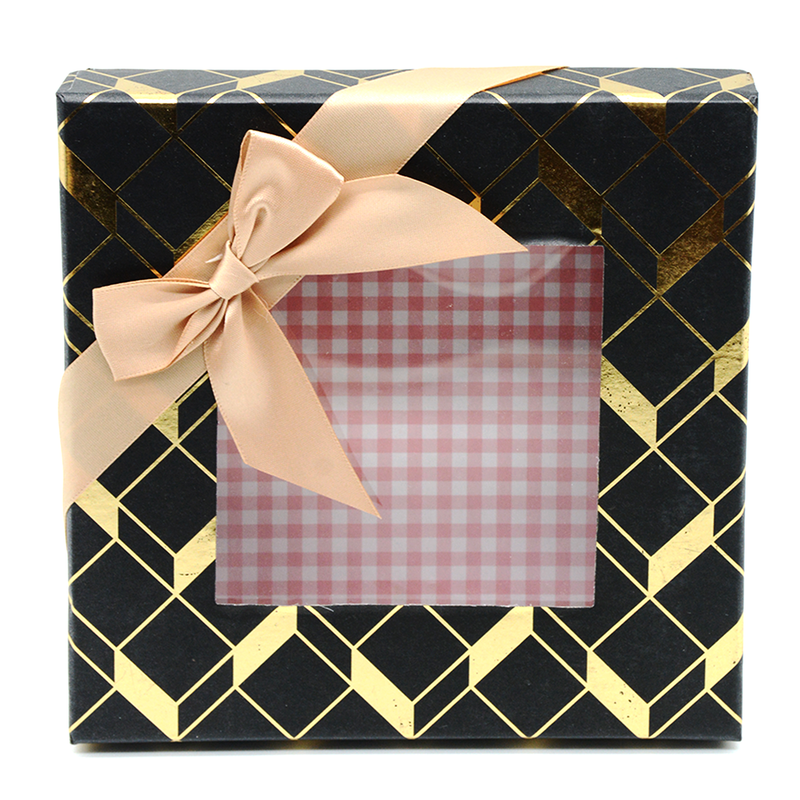 CHOCLATE GIFT BOX 17X17X4CM BLACK+GOLDEN