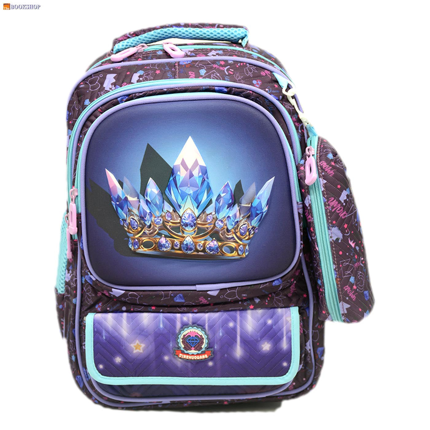 JINZHUOWANG CROWN 3D EMBOSSED BACKPACK 16" W/PENCIL CASE