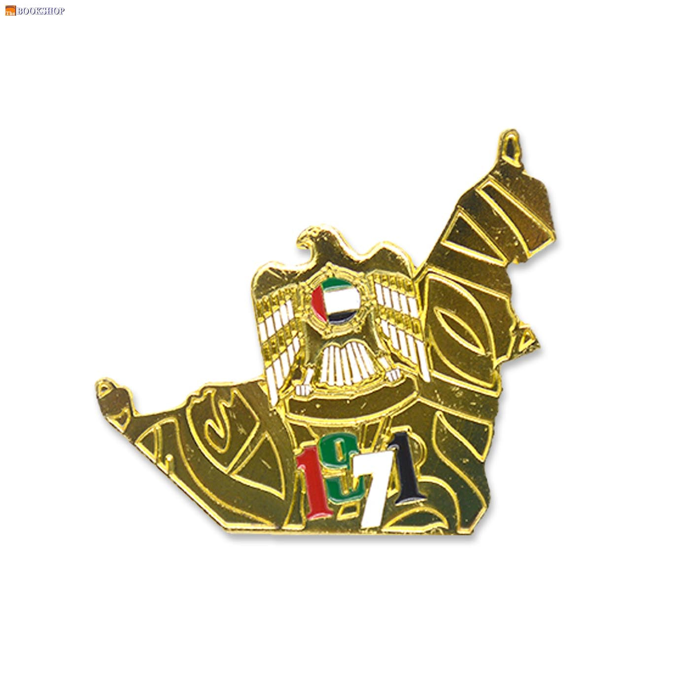 UAE MAP WITH FALCON METAL BROOCH