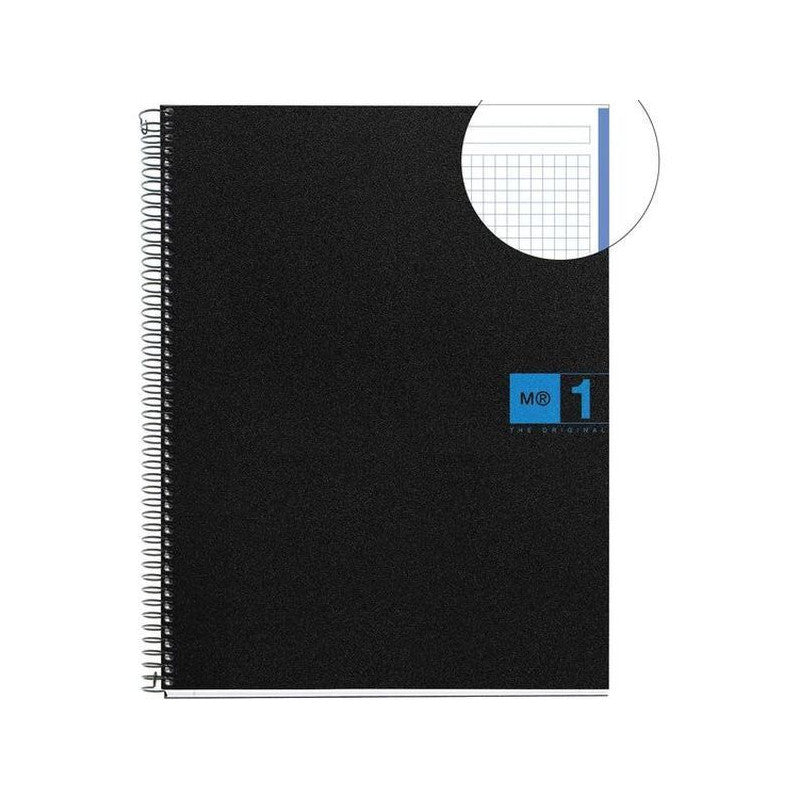 MIQUELRIUS MR-1 PP COVER SPIRAL A4 70G 80SHT 5MM SQUARE NOTEBOOK-BLACK/BLUE